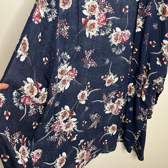 Amaryllis Dark Navy Floral Print Kimono S/M - Picture 5 of 10